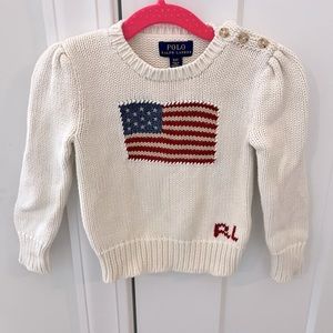 Ralph Lauren American Flag Knit Sweater size 3T cream